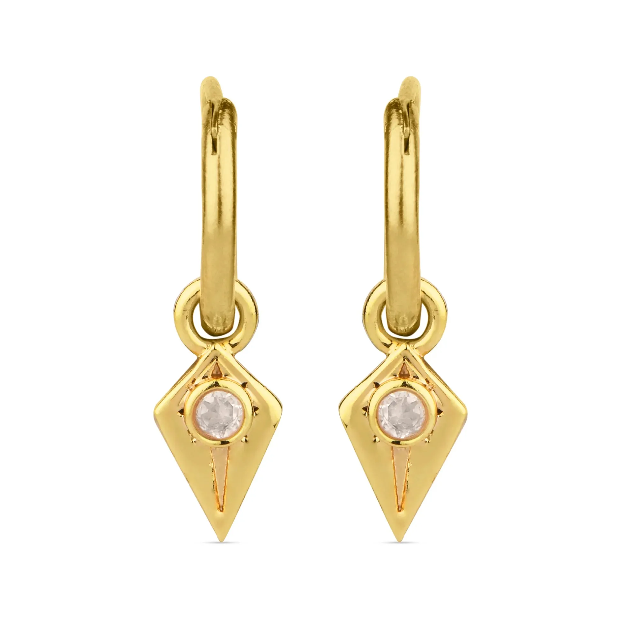 Real Gold Plated Z Crystal Triangle Hoops Earring For Women By Accessorize London