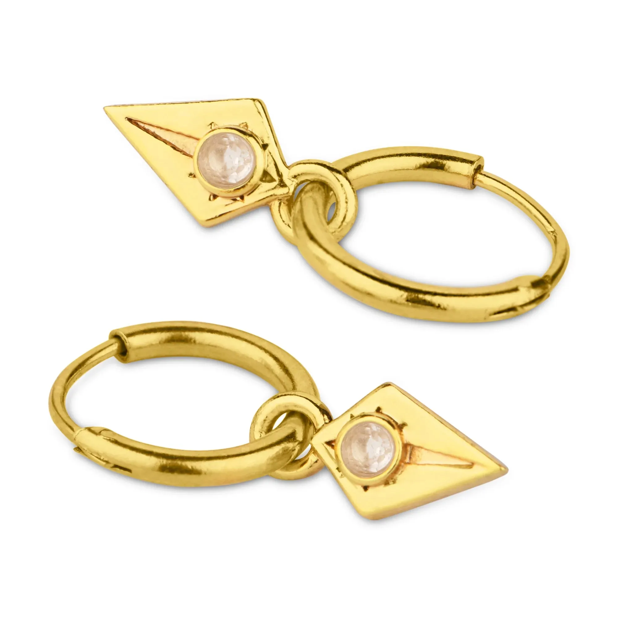 Real Gold Plated Z Crystal Triangle Hoops Earring For Women By Accessorize London