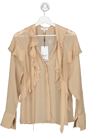 REISS Nude Winnie Ruffle Blouse UK 10