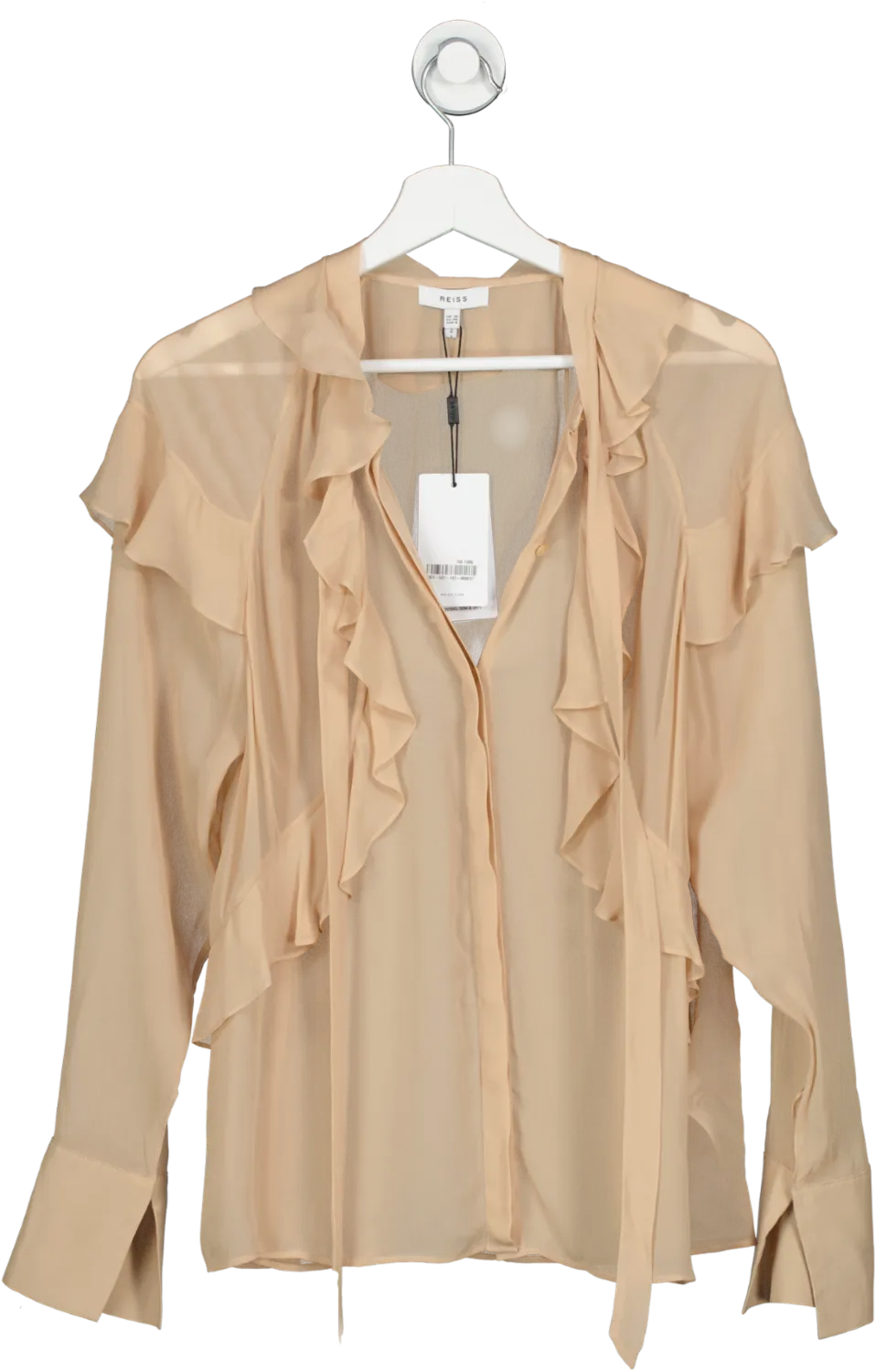 REISS Nude Winnie Ruffle Blouse UK 10