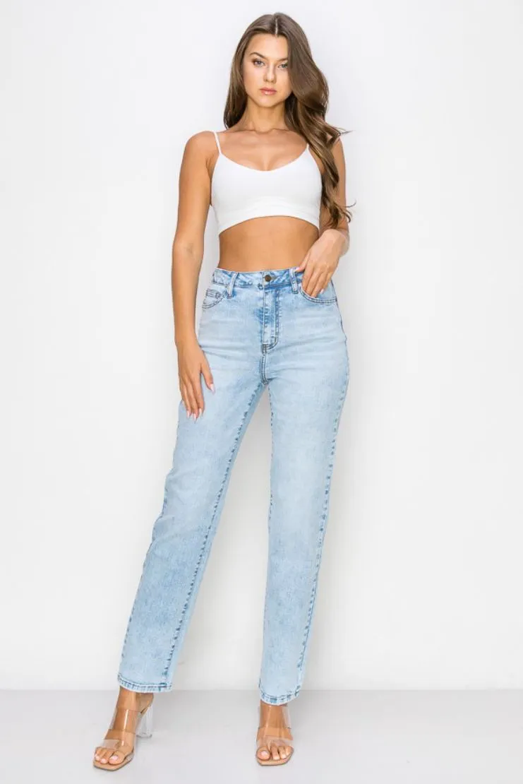 Rezy High Rise Light Wash Straight Leg Jeans