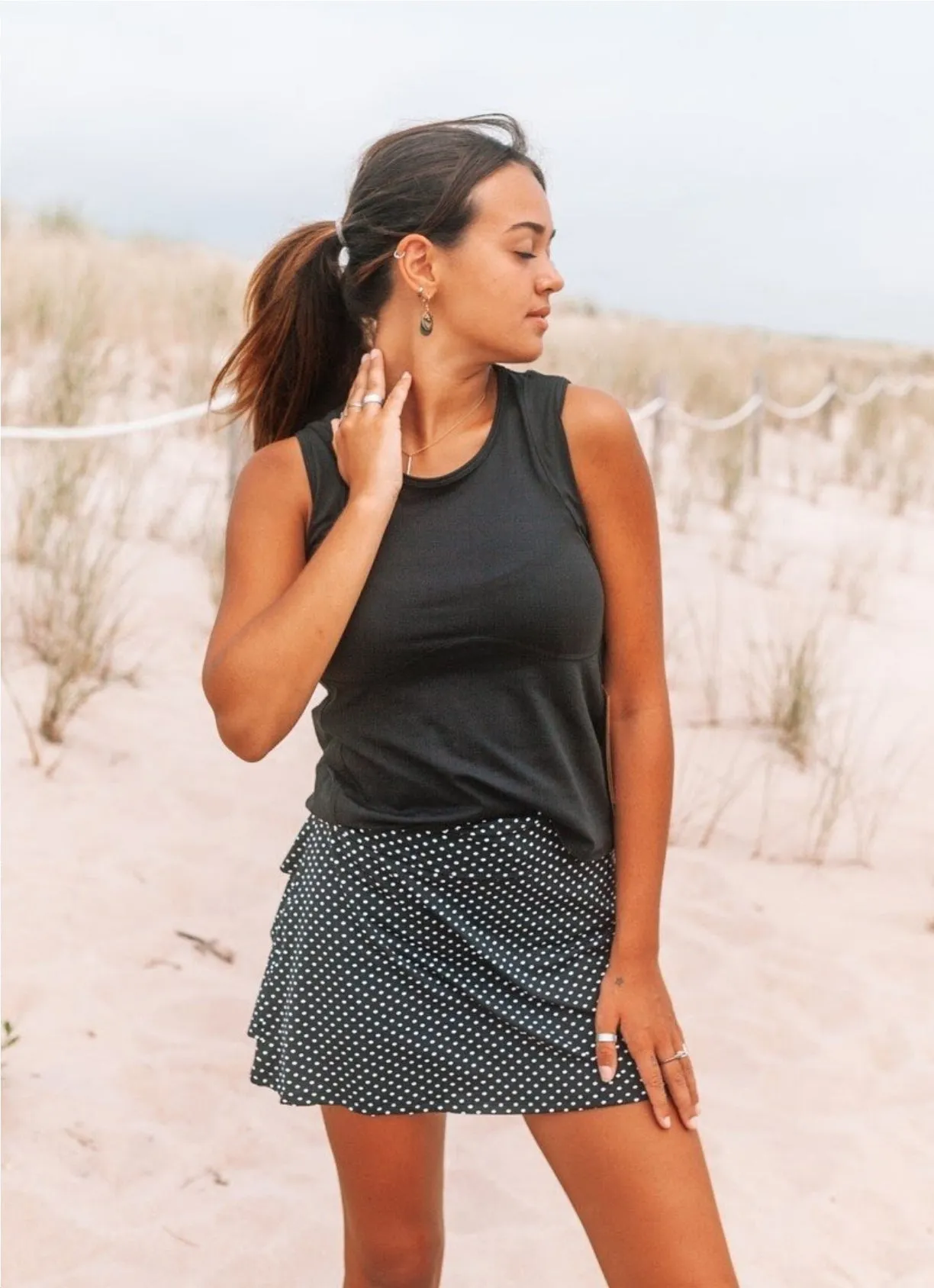 Shakira Skirt / Skort (Black Polka dot) 13.5"