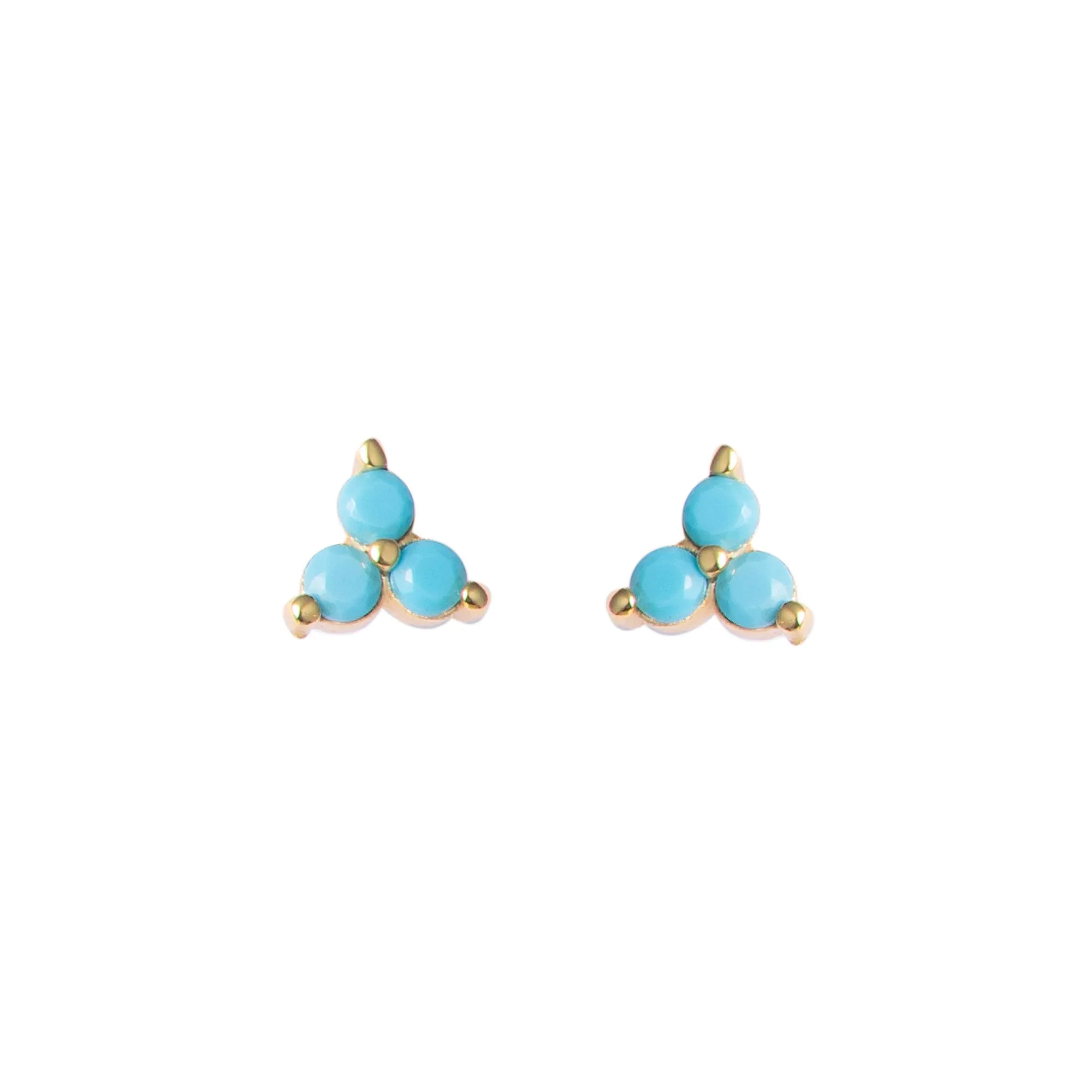 Silver 18k gold plated turquoise flower studs