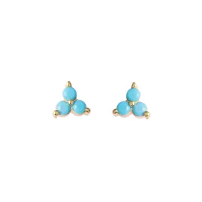 Silver 18k gold plated turquoise flower studs