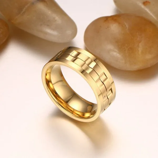 Simple Gold Color Titanium Wedding Band for Men