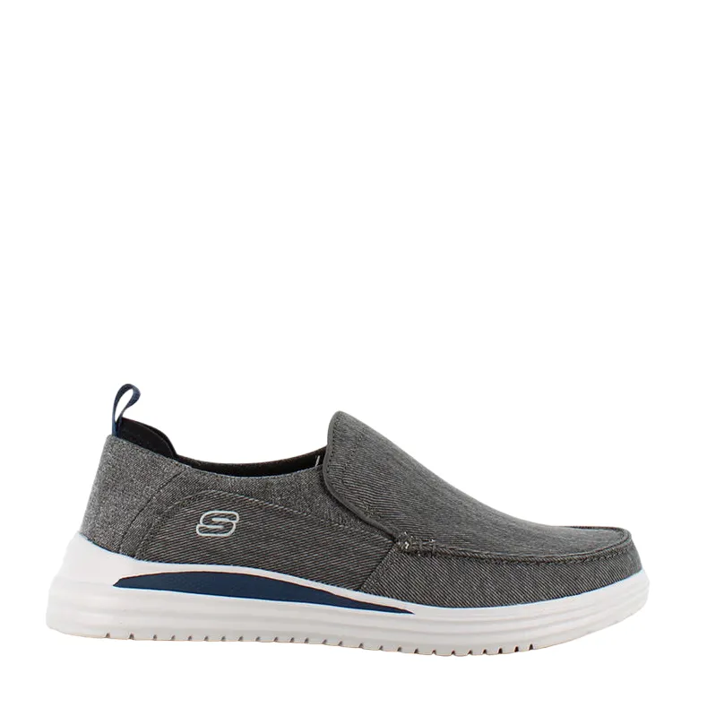 Skechers men's casual shoe in Proven Evers canvas 204472/CHAR charcoal