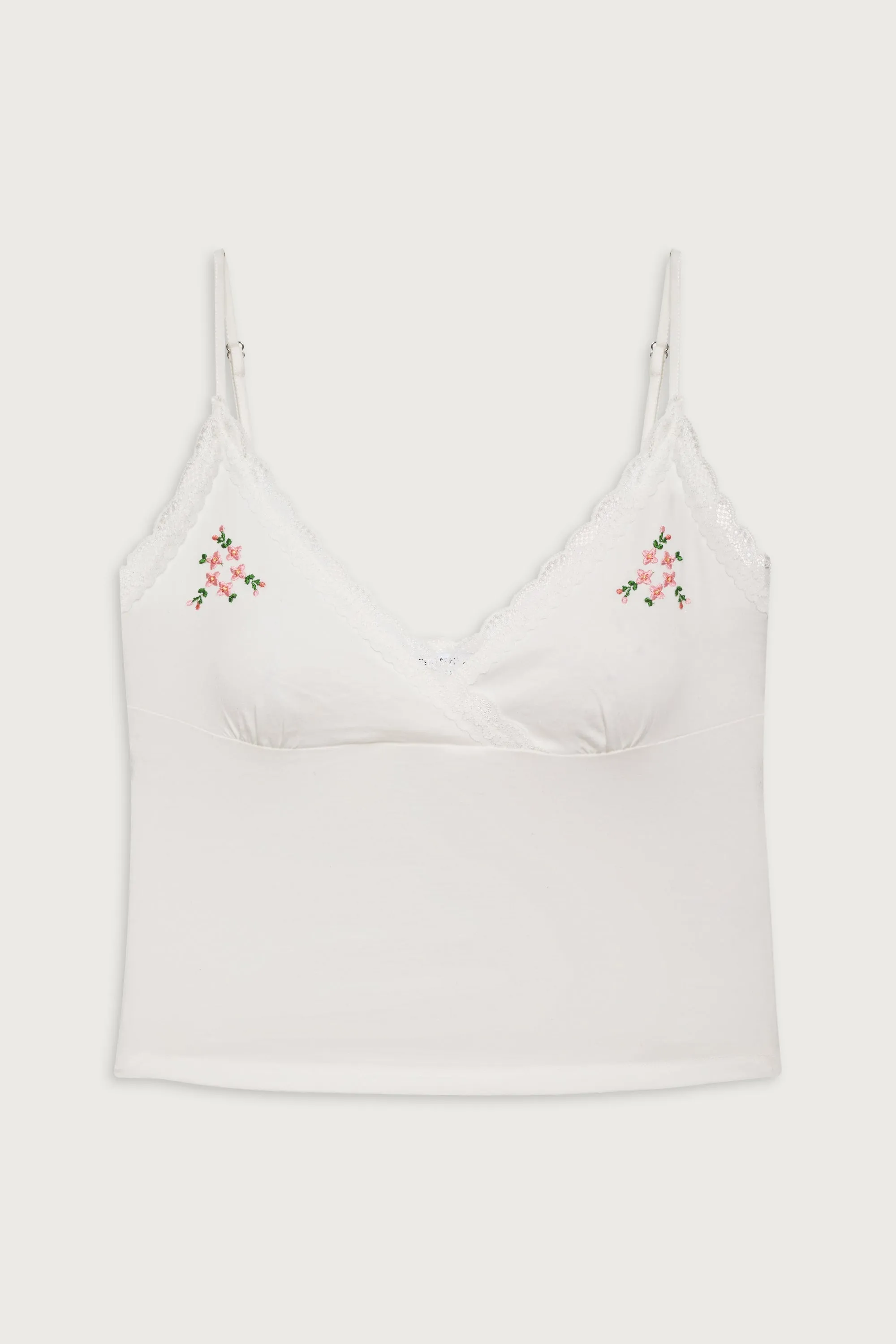 Sleepy Embroidered Tank - White