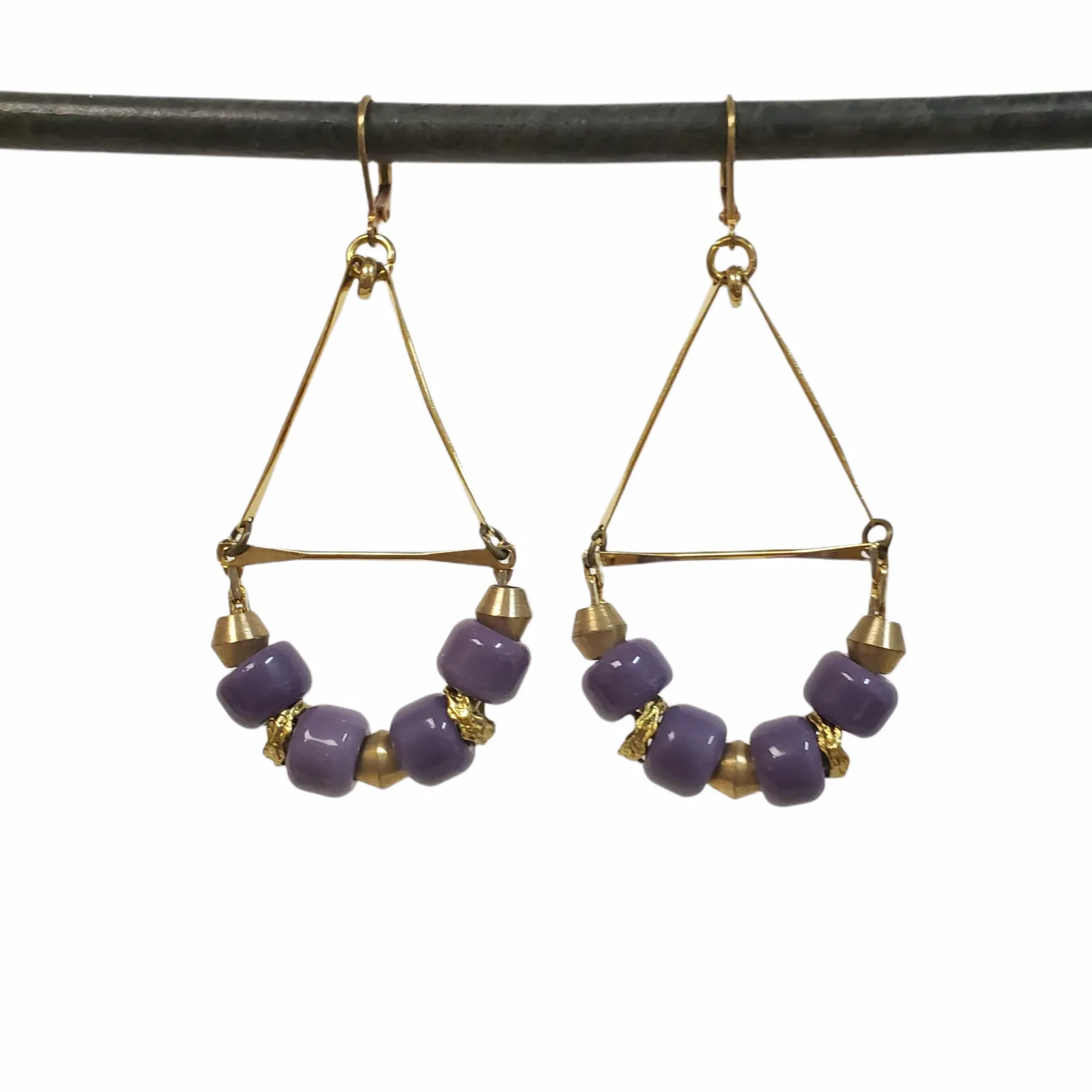 Soft Hoop Teardrop Earrings - Purple