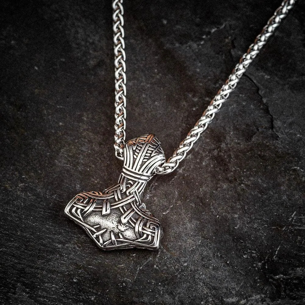 Stainless Steel Mjolnir and Knotwork Necklace