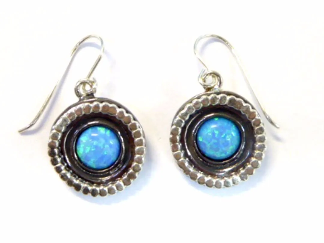 Sterling silver Blue Opals Dangling earrings gift for mom Israeli Jewelry