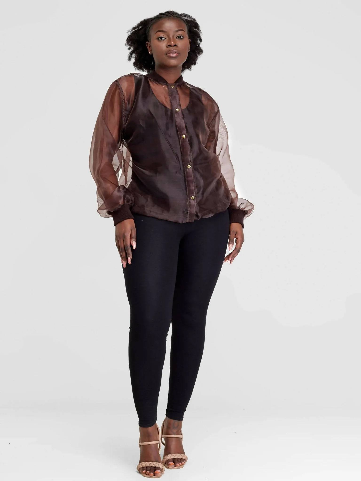 Vazi Afriq Organza Bomber Jacket - Brown