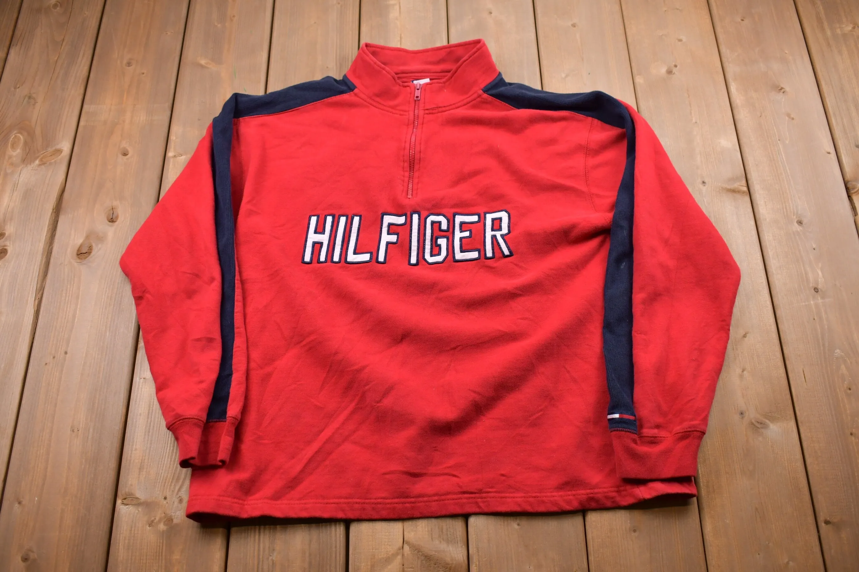 Vintage 1990s Tommy Hilfiger Embroidered Quarter Zip Sweatshirt / 90s Sweatshirt / Souvenir / Athleisure / Vintage Tommy Hilfiger