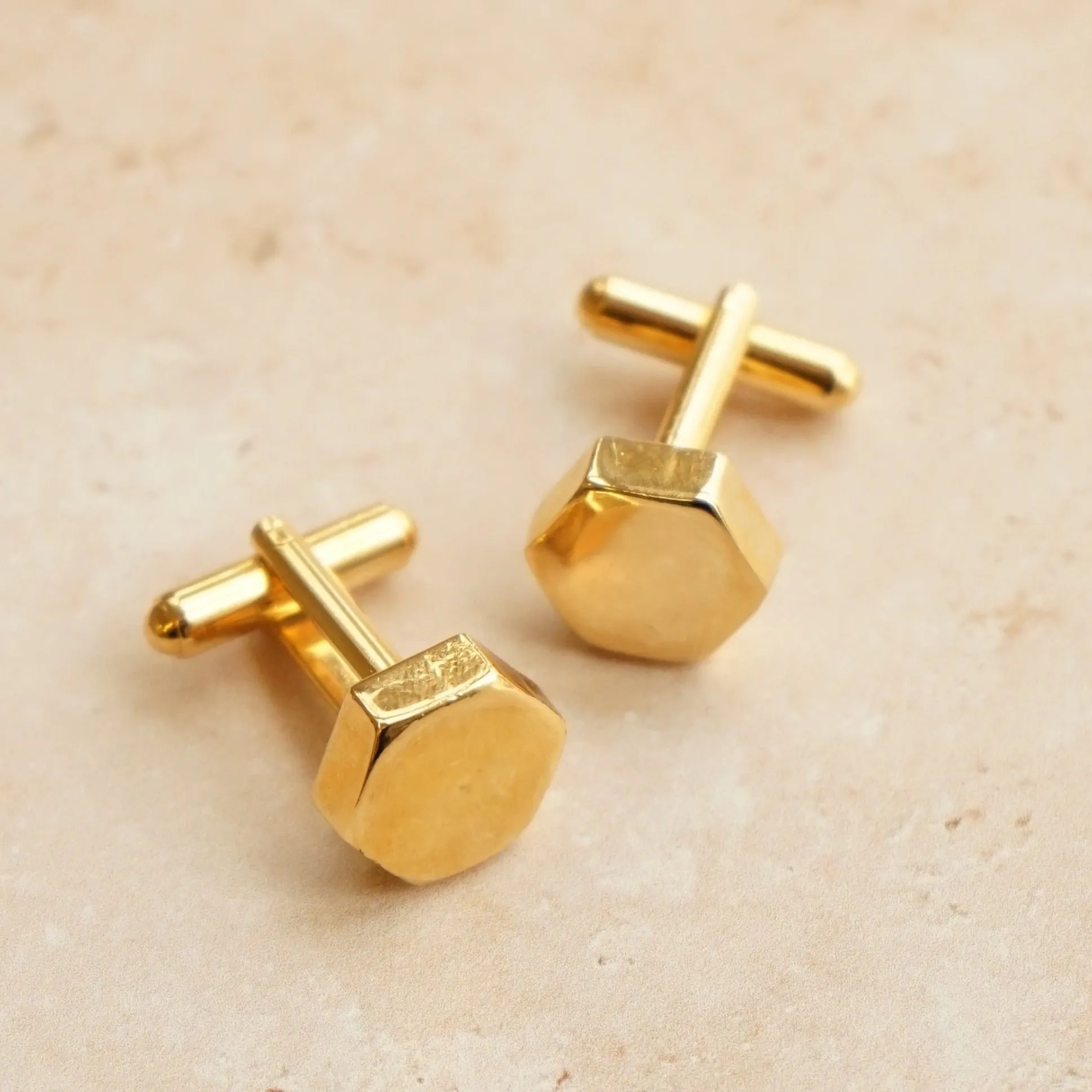 Vintage Polished Hexagon Cufflinks