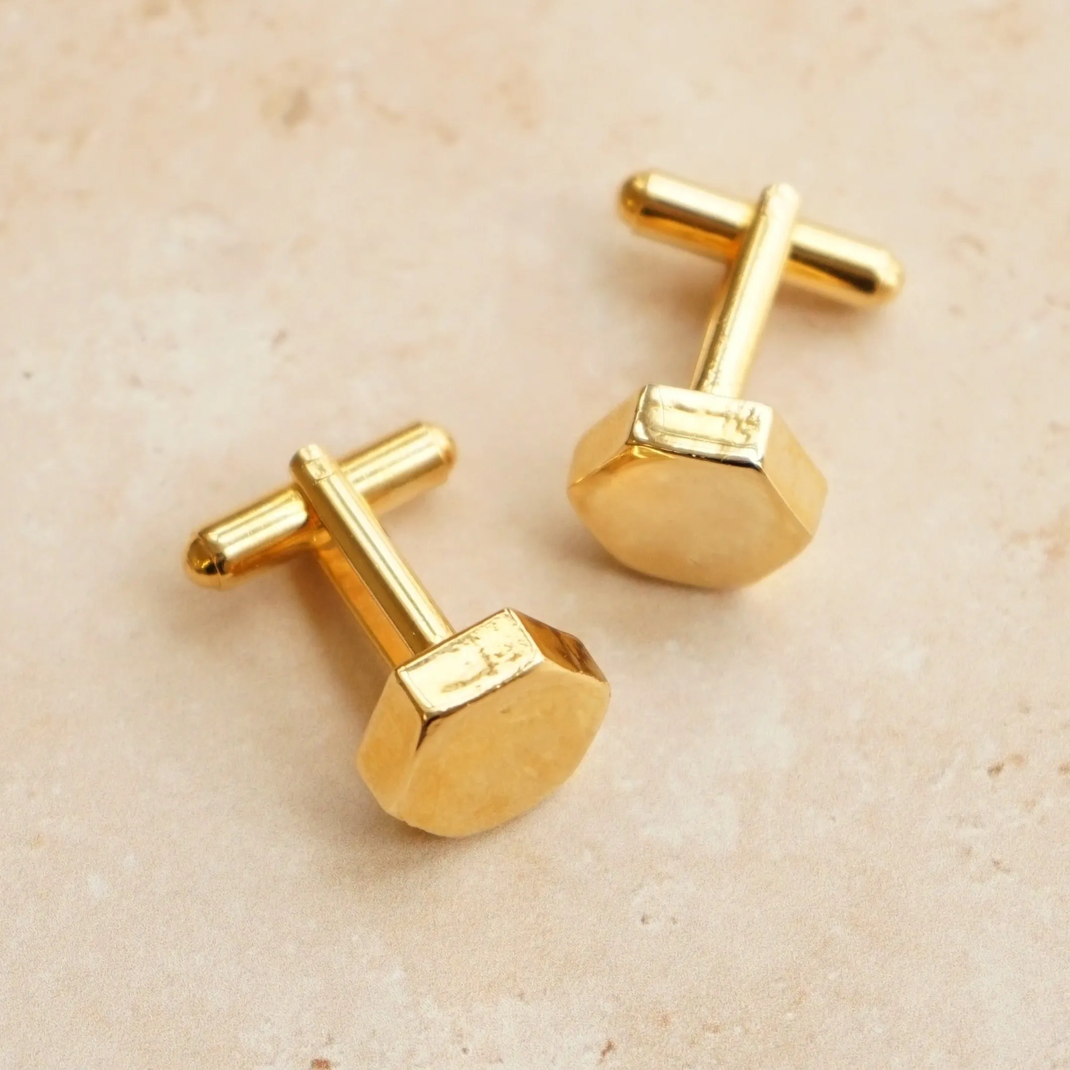 Vintage Polished Hexagon Cufflinks