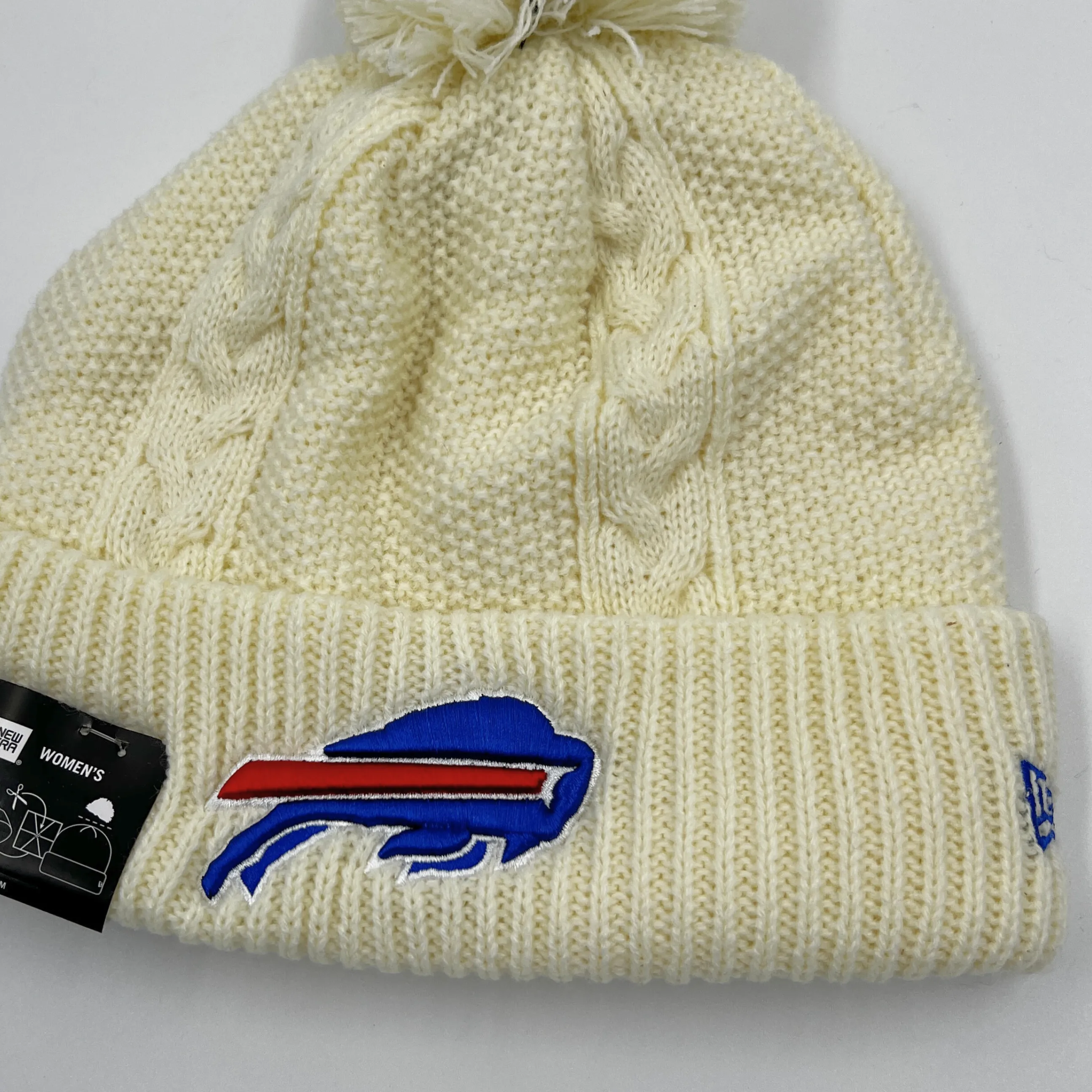 Women's Buffalo Bills Primary Logo Cream Knit Winter Hat