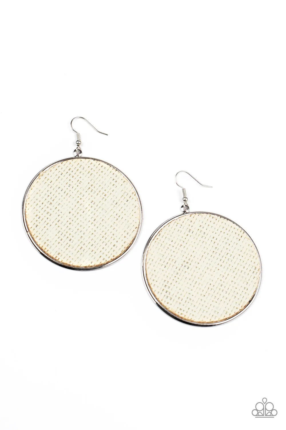 Wonderfully Woven White-Earrings