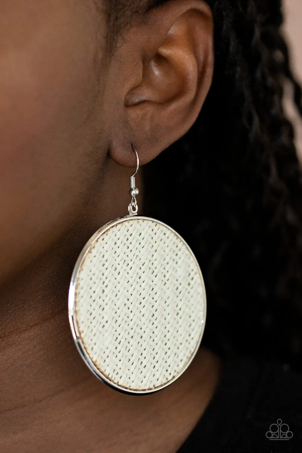 Wonderfully Woven White-Earrings